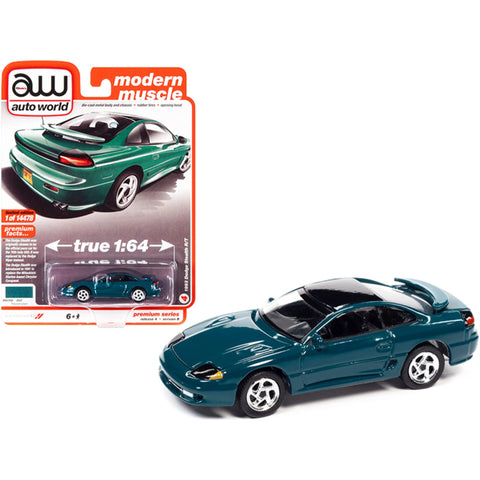 1993 Dodge Stealth R/T Peacock Green with Black Top Modern Muscle Limited Edition to 14478 Pieces Worldwide 1/64 Diecast Model Car by Auto World