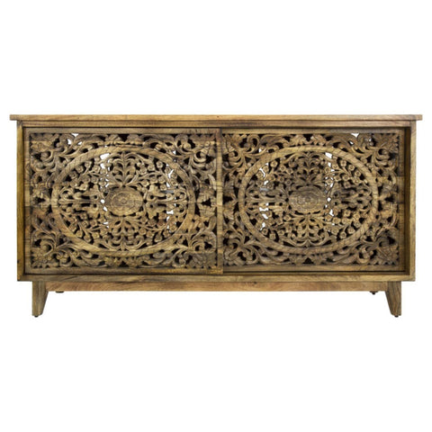 Yosemite Home Decor Gracia Large Mango and Solid Acacia Wood Cabinet in Brown