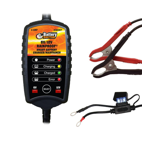 WirthCo 20067 Battery Doctor Black CEC Certified Rainproof Battery Charger and Maintainer (6V to 12V, 2 Amp)