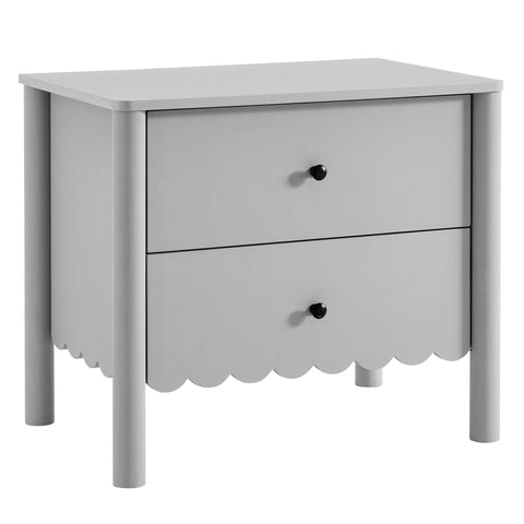 Modway Emmeline Scalloped 2-Drawer Nightstand in Light Gray