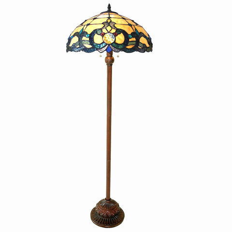 Chloe CH18043IV18-FL2 2 Light Victorian 18" Shade Doutzen Tiffany-Style Floor Lamp, 63 x 18 x 18 x Inch, Multicolor