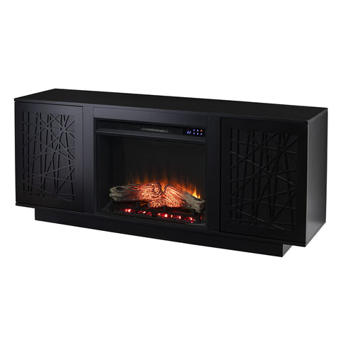 SEI Furniture Delgrave Electric Fireplace TV Stand for TVs up to 56 Inches with Touch Screen Control Panel, Black
