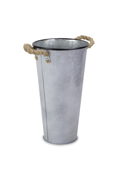 Cheung's FP-4053S Tall 17" Metal French Bucket with 2 Rope Handles, Silver