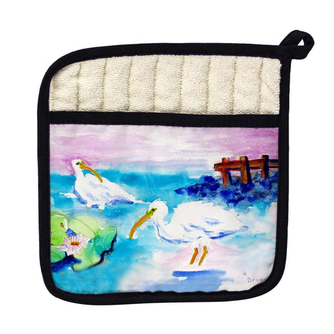 Betsy Drake PT379 Betsys White Ibis Pot Holder