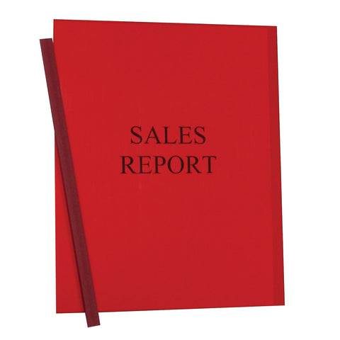 C-Line Report Covers with Binding Bars, Red Vinyl, Red Bars, 8.5 x 11 Inches, 50 per Box (32554)