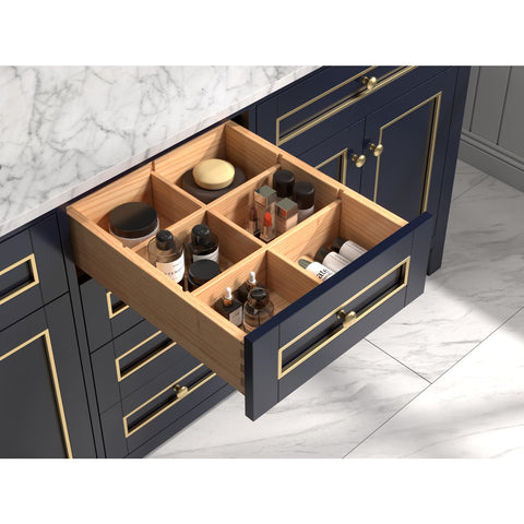 Legion Furniture Blue Bathroom Vanity Cabinet w/Carrara White Top Black/72