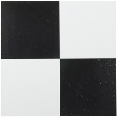 Nexus Self Adhesive 12-Inch Vinyl Floor Tiles, 20 Tiles - 12" x 12", Black/White Pattern - Peel & Stick, DIY Flooring for Kitchen, Dining Room, Bedrooms & Bathrooms by Achim Home Decor