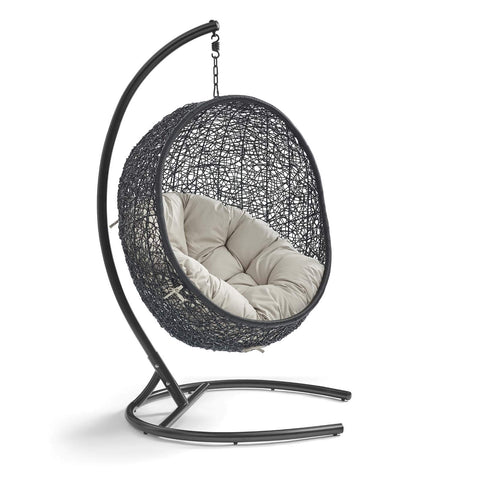 Modway EEI-739-BEI-SET Encase Swing Outdoor Patio Lounge Chair, With Stand, Beige