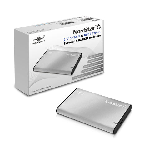 Vantec NexStar 6G, 2.5” SATA III to USB 3.2 Gen1 External SSD/HDD Enclosure, ID: Silver (NST-268S3-SV)