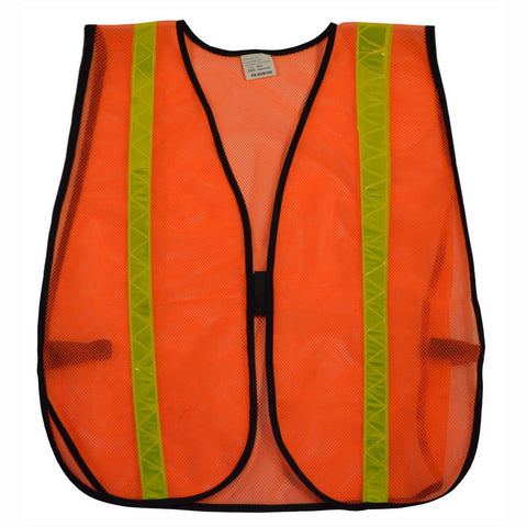 Petra Roc OVM-HG Safety Vest Mesh Orange, 1" Yellow High Gloss Reflective Tapes, One Size, Orange Mesh