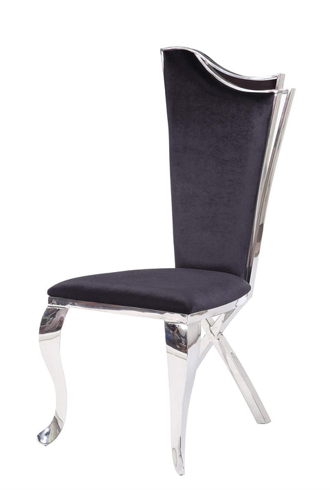 Acme Cyrene Side Chair (Set of 2) in Fabric and Stainless Steel