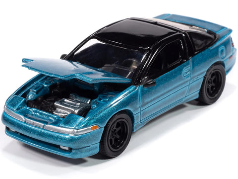1991 Eclipse GSX Tennessee Blue Metallic with Black Top Import Legends Series 1/64 Diecast Model Car by Auto World 64502-AWSP189B