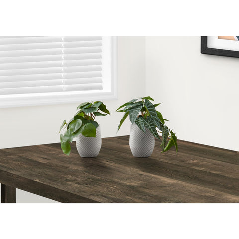 Monarch Specialties I 9582 Artificial Plant, 8" Tall, Alocasia, Indoor, Faux, Fake, Table, Greenery, Potted, Set of 2, Decorative, Green Leaves