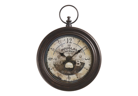 Monarch Specialties I 9090 Clocks, 18" Round, Wall Clock, Antique Brown, Traditional