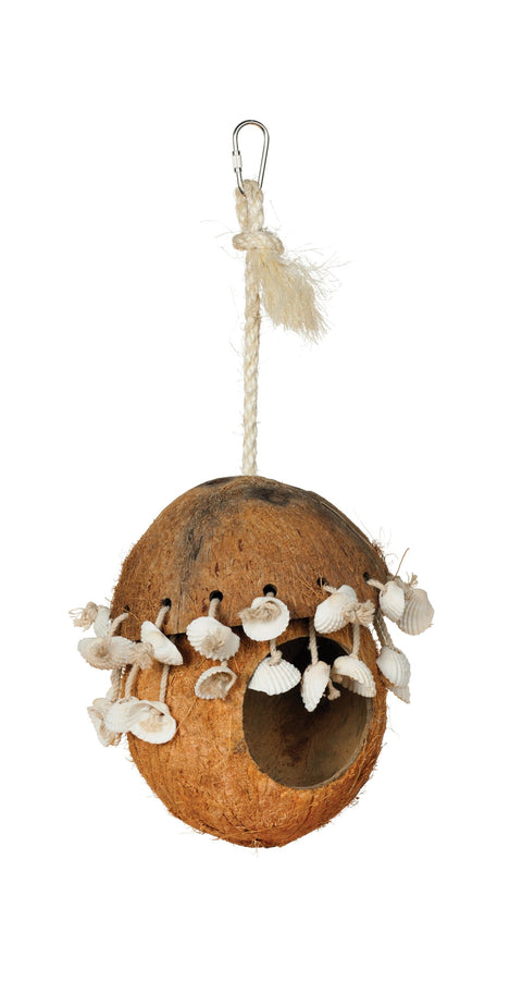 Prevue Hendryx 62802 Naturals Coco Hideaway with Shells Bird Toy, 8" x 4.5"