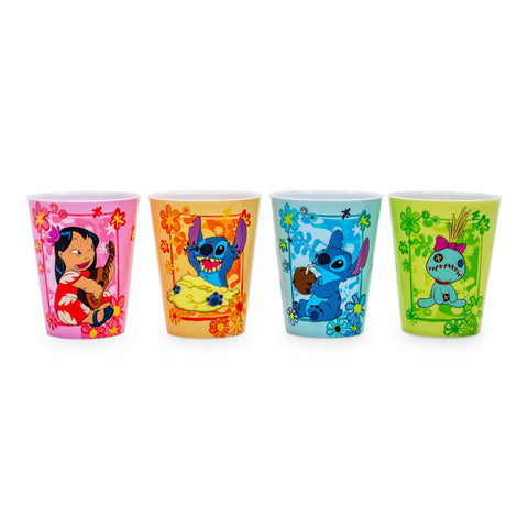 Disney Lilo & Stitch Tropical 2-Ounce Plastic Mini Cups, Set of 4 | Whiskey Shot Glasses, Home Barware Drinkware