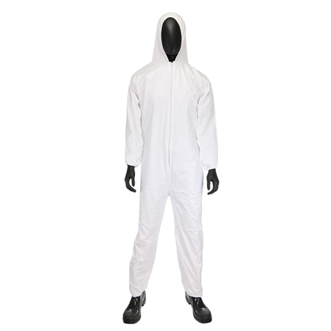 West Chester 3656 Microporous Coverall - 4X-Large, White, Work Wear Overall with Zipper Front, Elastic Wrists and Ankles