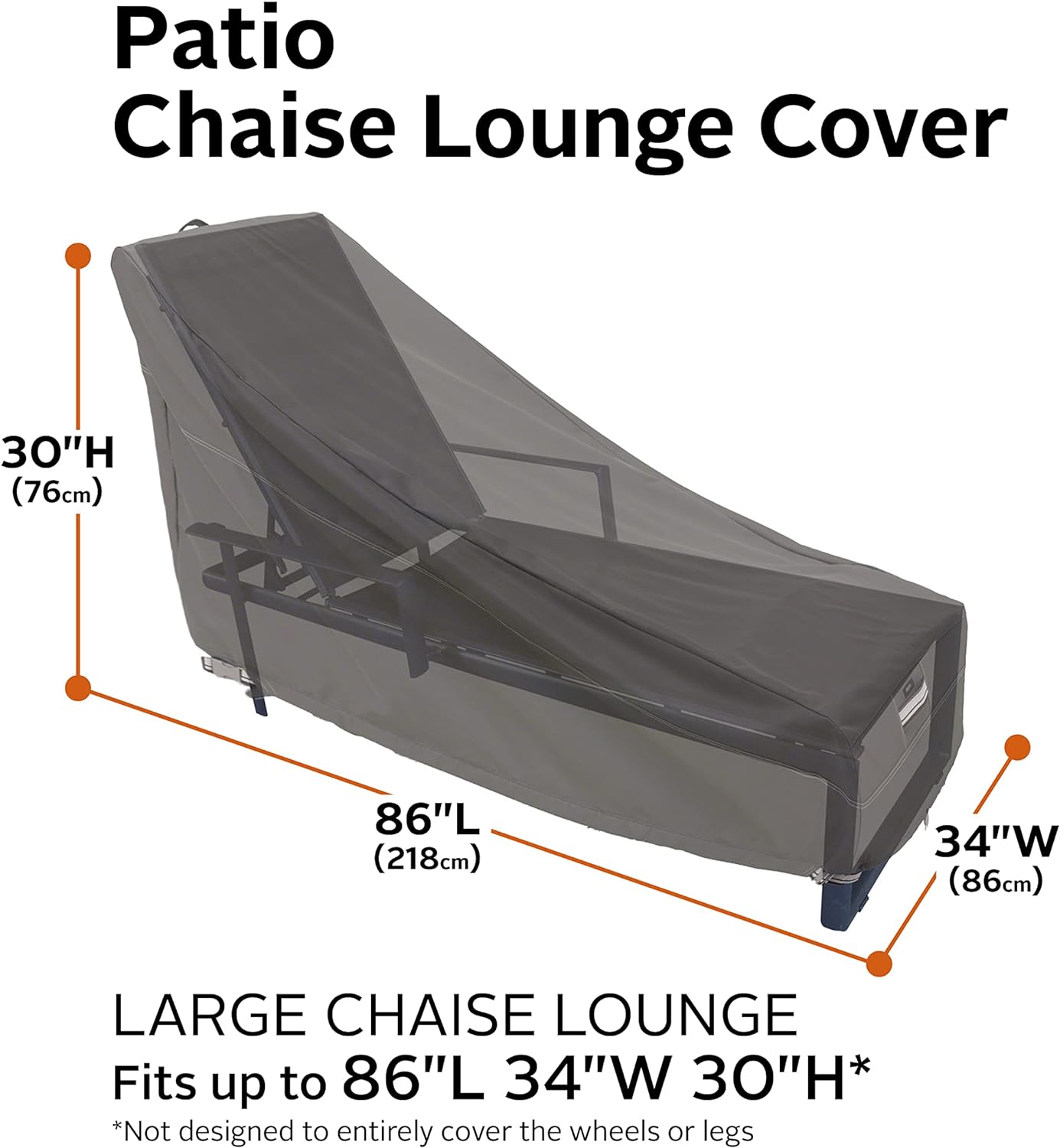 Classic Accessories Ravenna Water-Resistant 86 Inch Patio Chaise Lounge Chair Cover, Chaise Lounge Covers Outdoor