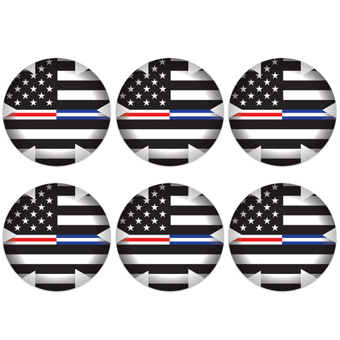 Beistle Medical Star Icon w/Flag Buttons – 6-Pack 2" Patriotic Red, White & Blue American Flag Badge Pins with Thin Line Design for First Responders, EMTs, Nurses, and Healthcare Recognition Events