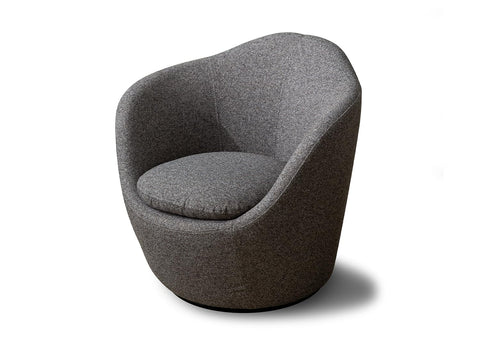 Whiteline Modern Living Accent Chair, Stone Grey – Set of 1, Curved Back, Black Legs, Boucle Fabric, Contemporary/Modern Style
