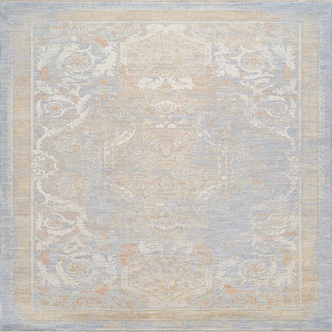 Pasargad Home Turkish Amboise Design Area Rug - Transitional, L. Blue/Ivory 9' 0'' X 12' 0'' - Elegant & Durable for Living Room, Bedroom, or Office