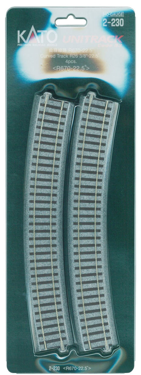Kato USA Inc. HO 670mm 26-3/8 Radius Curve 22.5-Degree 4 KAT2230 HO Track