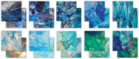 Craft Consortium Craft CON PAPRPAD 6", Ink Drops-Ocean, 20 Designs, (CCEPAD018B)