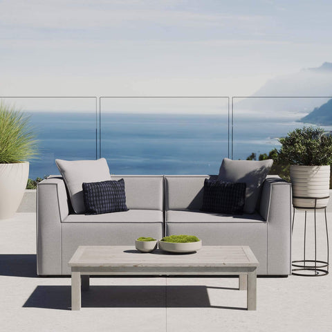 Modway EEI-4377-GRY Saybrook Patio Upholstered 2-Piece Sectional Sofa Loveseat in Gray