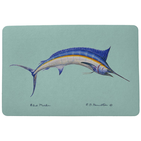 Betsy Drake Coastal Blue Marlin Door Mat, 18" x 26"