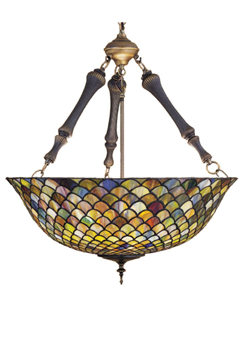 Meyda Tiffany 30466 Fishscale Inverted Pendant, 24" Width