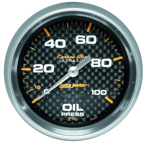 Auto Meter 4821 Carbon Fiber Mechanical Oil Pressure Gauge