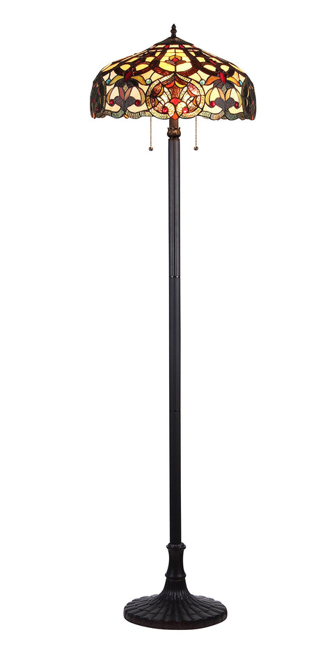 Chloe Lighting CH33473IV18-FL2 Sadie Tiffany-Style Victorian 2-Light Floor Lamp with Shade, 65.1 x 18 x 18", Bronze