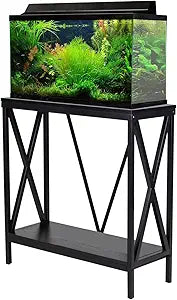 Aquatic Fundamentals Model 5X29-1 29/37 Gallon Steel X-Frame Aquarium Stand with lower shelf Black