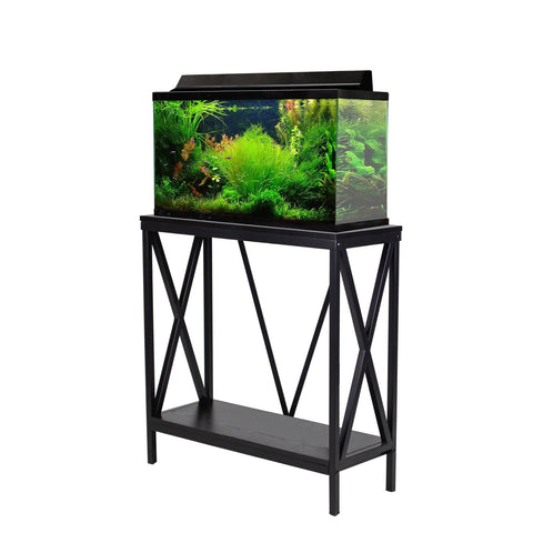 Aquatic Fundamentals 29/37 Gallon Metal/Wood, Aquarium Stand, Console Table, 30.25" L x 13" W, Black