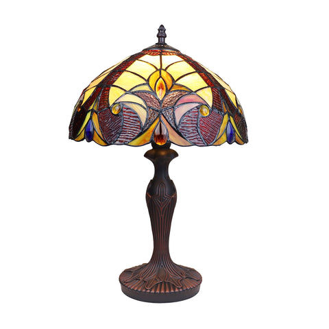 Chloe Lighting Adia Tiffany-Style Dark Bronze 1-Light Victorian Accent Table Lamp 12" Shade
