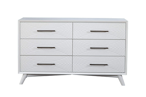 Alpine Furniture Tranquility 6-Drawer Mahogany and Veneer Dresser, White
