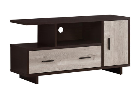Monarch Specialties STAND-48 L/CAPPUCCINO/TAUPE RECLAIMED WOOD-LOOK TV Stand, brown