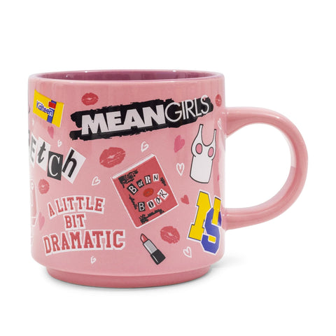 Silver Buffalo Mean Girls Icons Pink Ceramic Mug | Coffee Cup For Beverages | Holds 13 Ounces