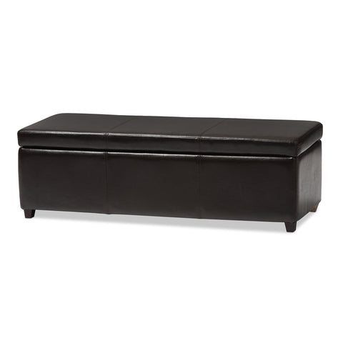 Baxton Studio OMY-161-J001 Storage-Ottomans, 18Lx47Wx16.5H, Espresso Brown