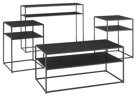 Braxton 4-Piece Coffee Table Set Matte Black - Coffee Table, Console Table, & 2 End Tables