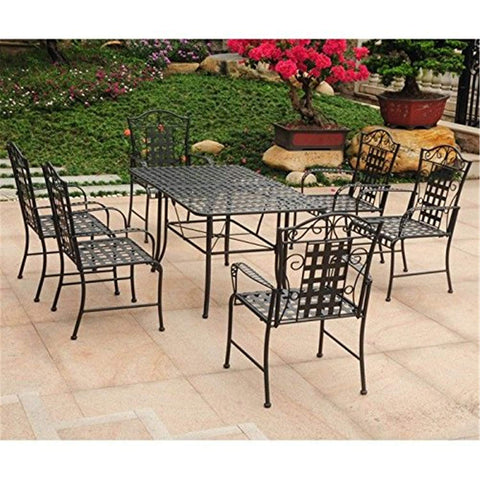 International Caravan 608254-OG-165256-O-852726 7 Piece Patio Dining Set, Antique Black