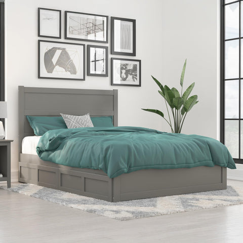 AFI, NoHo Queen Platform Bed with Matching Footboard & Set of 2 Under-Bed Storage Drawers, Grey