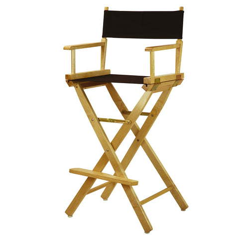 Casual Home Director's Chair ,Natural Frame/Black Canvas,30" - Bar Height