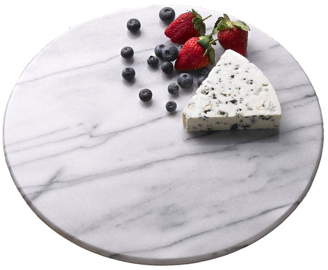 Creative Home Natural Marble Round Trivet Cheese Board Dessert Snack Appetizers Bread Serving Plate Serving Tray, 8" Diameter, Off-White (Color May Vary)