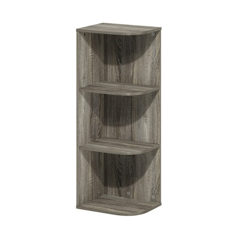 Furinno PASIR Book Shelf, 3-Tier Corner Bookshelf with Open Shelf, Standing Bookcase, 9.3 x 12 x 31.5 for Organization and Storage, for Living Room, Bedroom, Home Office, French Oak