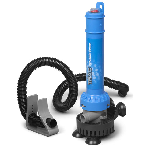 Camco TRAC Outdoors Portable Bilge Pump | Features a Self-Priming Centrifugal Pump, a 250 GPH Flow Rate, and is Designed for Boats, Dinghies, Inflatable Boats, Small Watercrafts, and More (69341)
