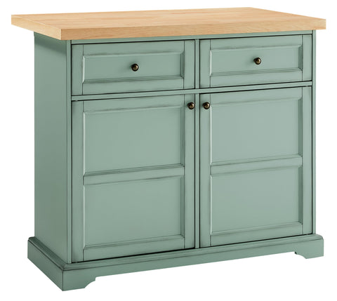 Crosley Furniture Holbrook Traditional Kitchen Island Breakfast Bar Table with Counter-Height Seating, Distressed Seafoam Blue