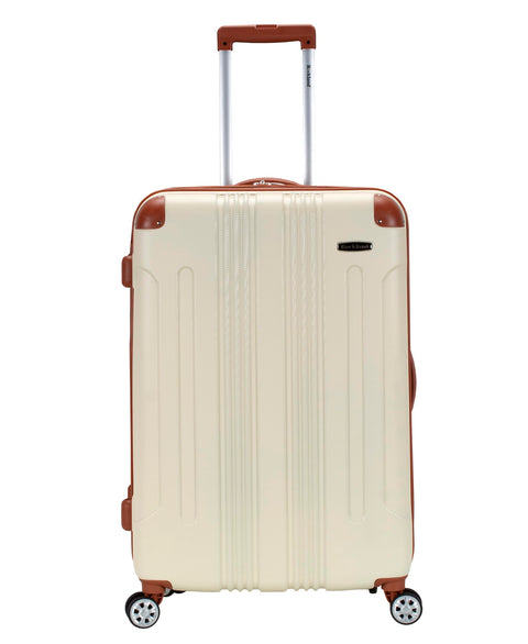 Rockland London Hardside Expandable Luggage with Spinner Wheels, White, Checked 28 Inch
