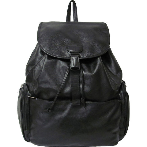 Black Leather Jumbo Backpack (#1518-0)