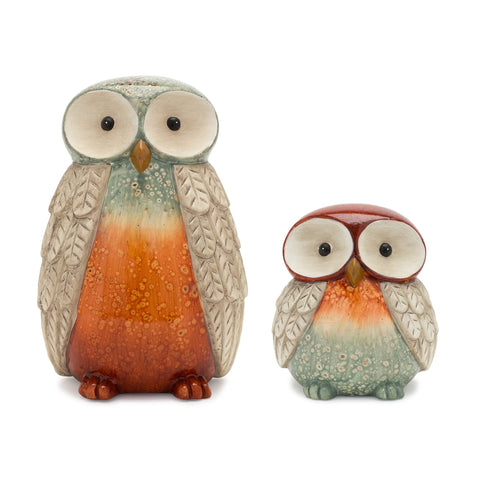 Melrose Set of 2 Terra Cotta Owl with Orange Finish 83471DS